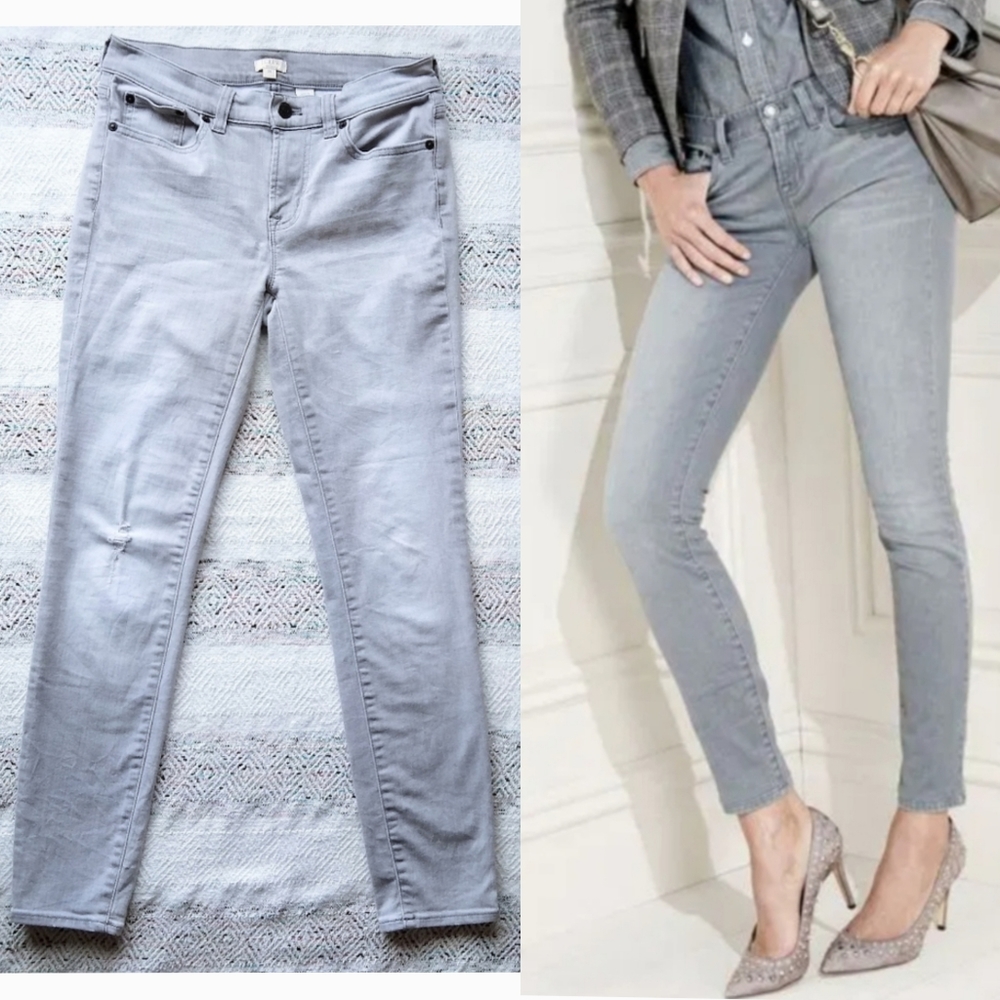 JCREW Skinny Jeans Dolphin Grey Distressed 26